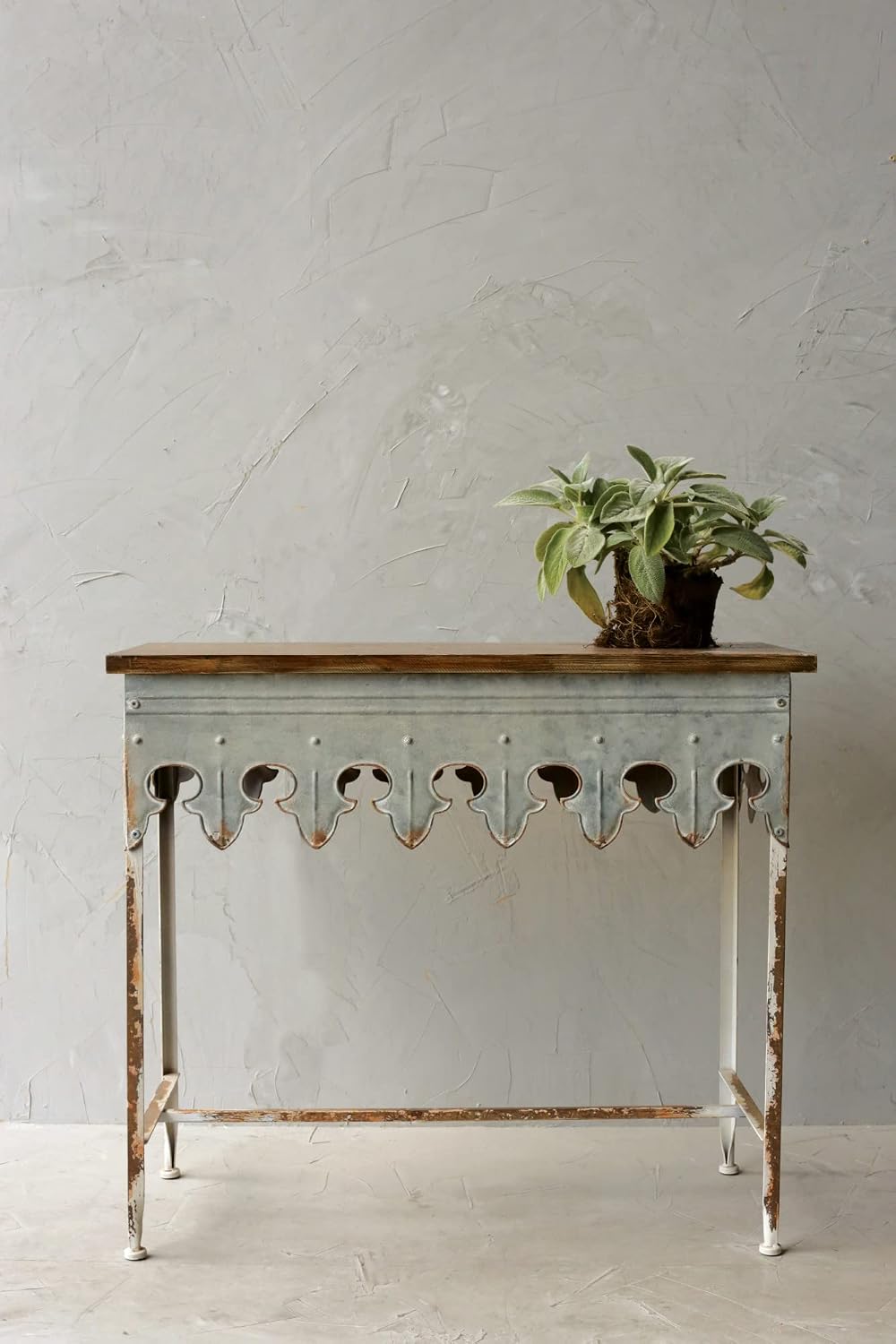 Creative Co-Op Rustic Farmhouse Metal Sofa Table with Solid Wood Top, Distressed Zinc Finish