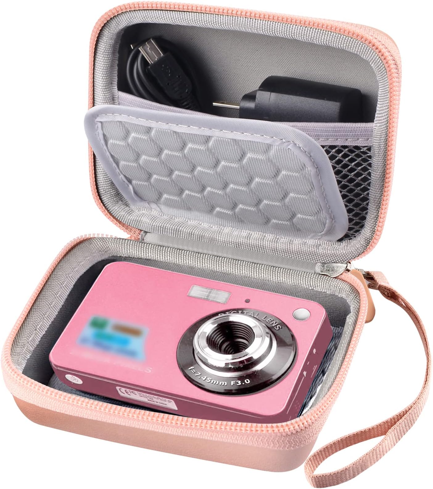 Carrying & Protective Case for Digital Camera, AbergBest 21 Mega Pixels 2.7" LCD Rechargeable HD/ Kodak Pixpro/ Canon PowerShot ELPH 180/190 / Sony DSCW800 / DSCW830 Cameras for Travel - Rose Gold
