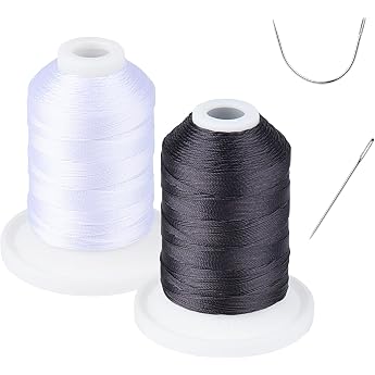 UV Resistant - Simthread 100% Polyester Bonded Yarn Tex 69 12wt - 220 Metres 1 White 1 Black