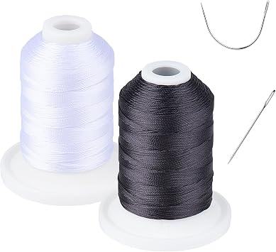 UV Resistant - Simthread 100% Polyester Bonded Thread Tex 69 12wt - 250 Yards 1 White 1 Black,