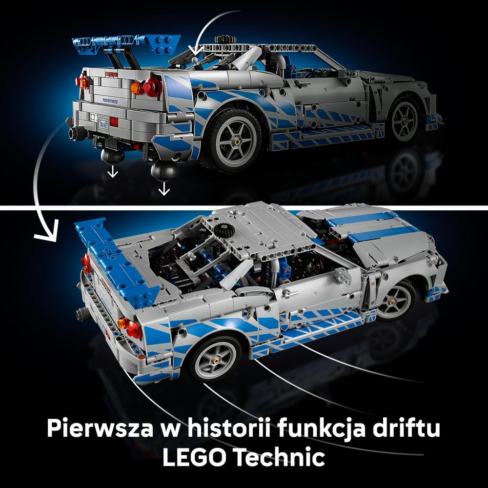 LEGO Technic Samochód Nissan Skyline GT-R (R34) Za szybcy za wściekli 42210 | Model samochodu, klocki konstrukcyjne Technic dla dorosłych, prezent dla fana motoryzacji, 1410 elementów