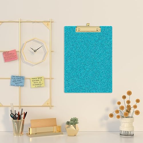 Miniatura 2 de Piasoenc Portapapeles acrílicos, portapapeles con purpurina de moda, tablero de clip tamaño carta Stardard, tamaño A4 de 12.5 x 9 pulgadas, lindo