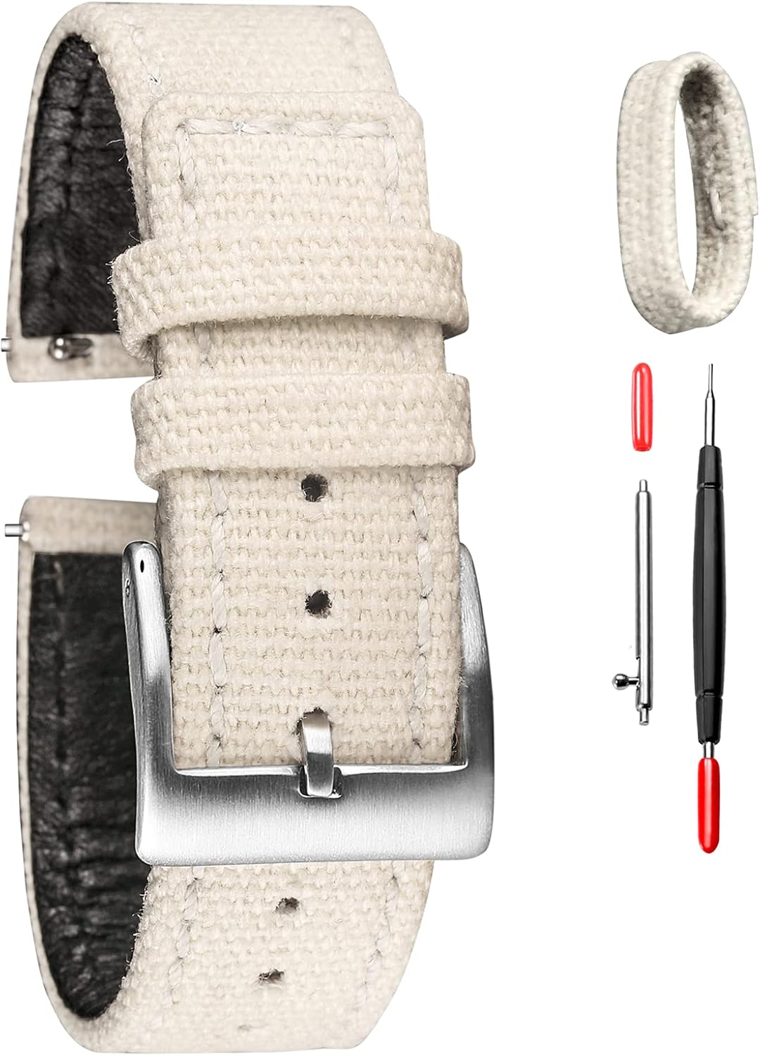 hemsut h Canvas Quick Release Watch Band for Men Women, 18mm, 20mm, 22mm, Military Quick Release Replacement Watch Straps Wrap