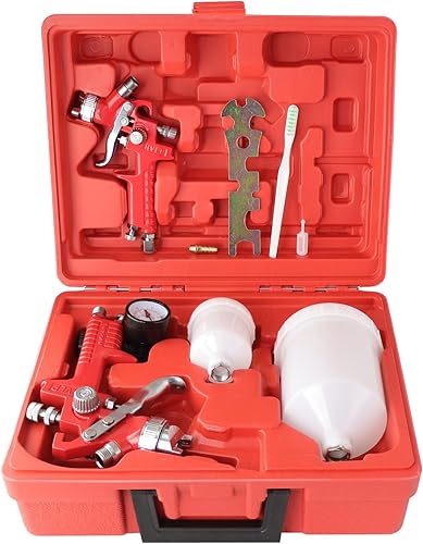Miniatura 2 de HVLP - Juego de pistola de pulverización por gravedad de aire, 2 piezas, pistola de pintura pulverizadora, 0.031 in, 4.2 fl oz y 0.055 in 20.3 fl