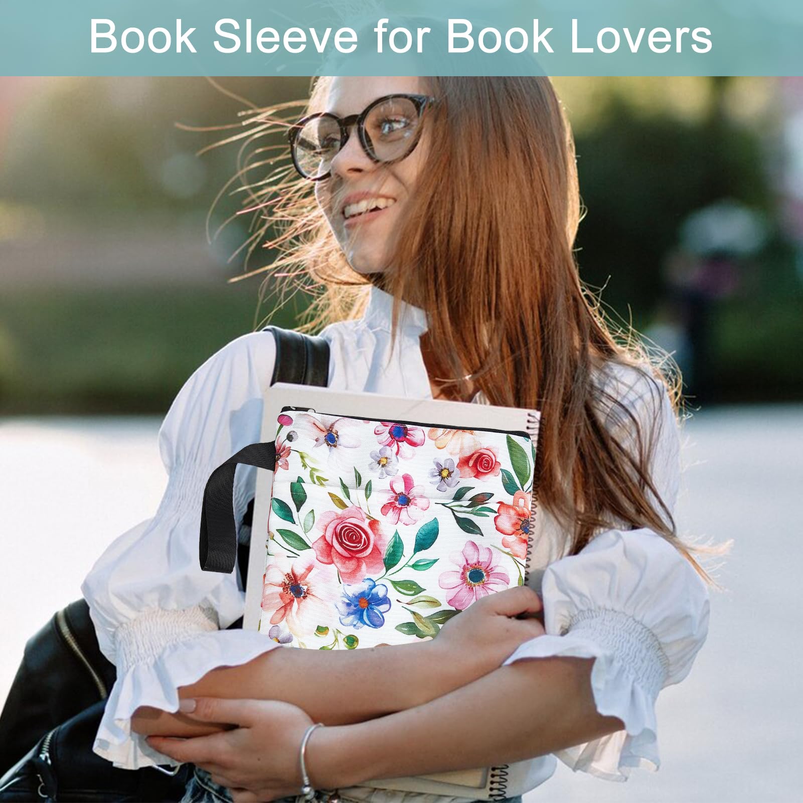 NICENEEDED Rose Thicken Book Cover with Zipper, Book Sleeve with With Wider Rope - Image 2