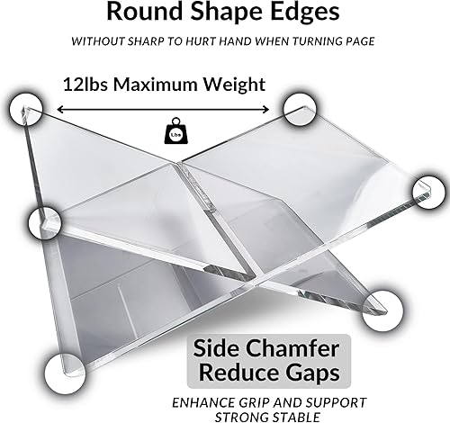 Miniatura 3 de Honygebia Soportes para libros de acrílico transparente, soporte para libros de acrílico con marco cruzado, soporte abierto para exhibición y