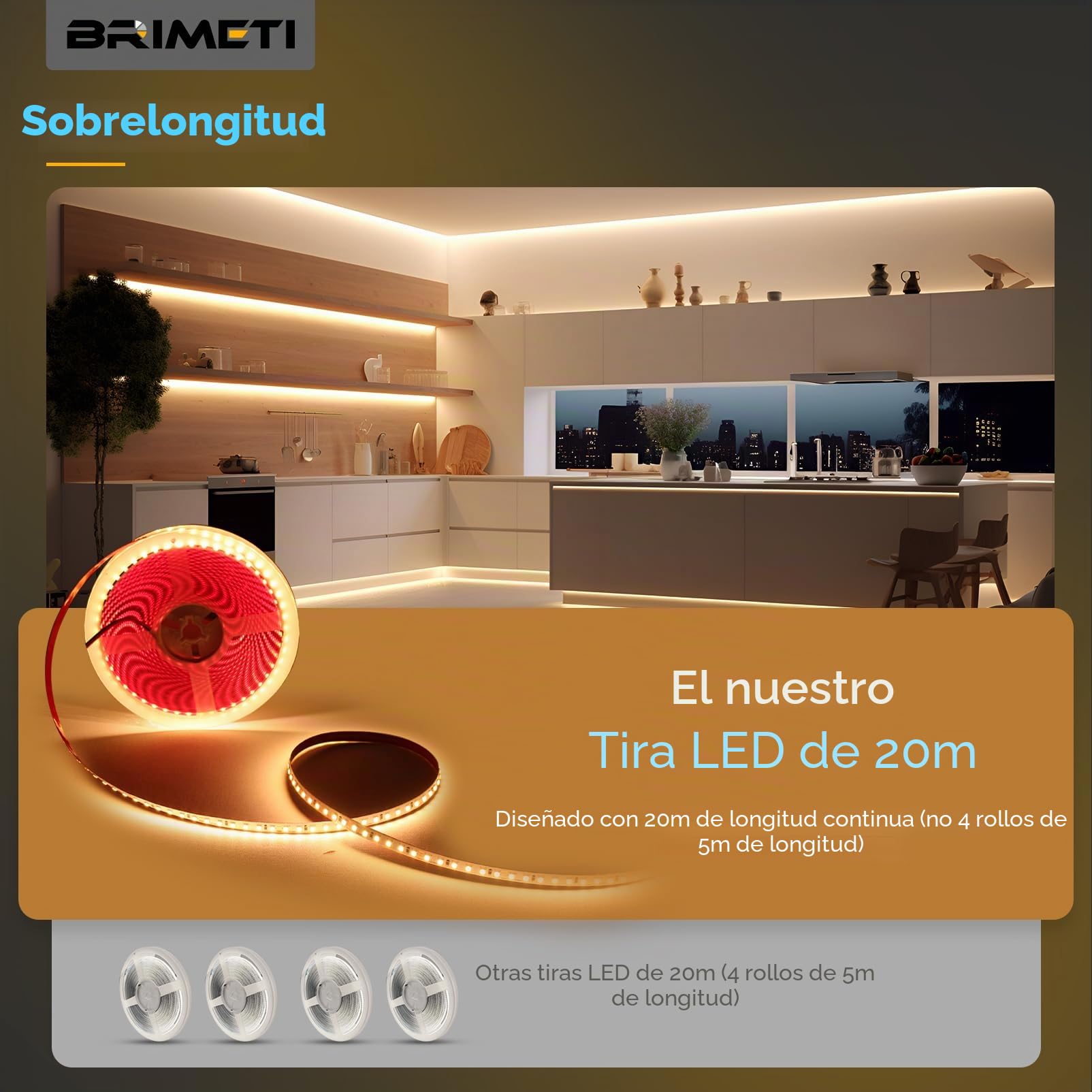 Luces LED 24V 20M Tira LED, Luz Blanca Natural 4000K 120LEDs/M SMD 2835,Flexible Cortable Ancho 8mm, DC 24V, para Dormitorio Sala Gabinete Estar (Sin Fuente de Alimentación)