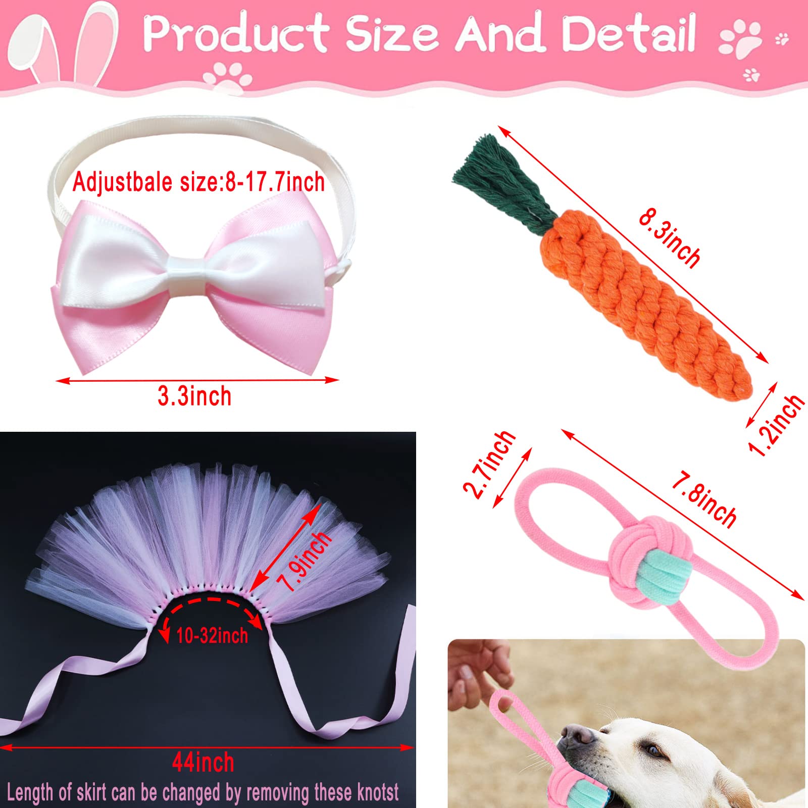 Oster-Hunde-Outfit – 4-teiliges Set Mit Hasenohren, Fliege, Schwanz & Karottenspielzeug Für Kleine Bis Große Hunde