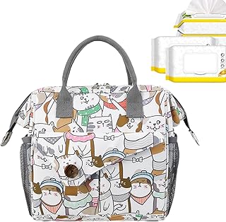 おむつトート - 大容量防水ポーチ,仕切り付き デザイン の おむつバッグ 複数ポケット付き - 男の子 女の子 保育園 家庭 室内 屋外 キャンプ ボトル 用