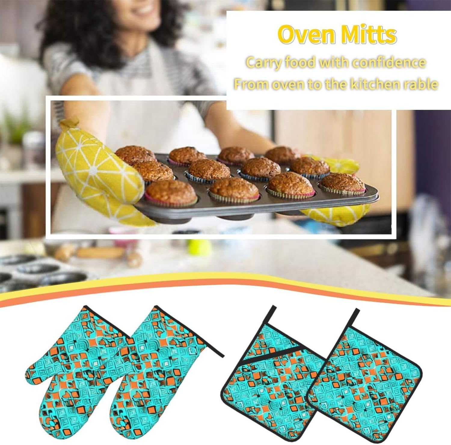 Turquoise Wonders Kitchen baking four piece set, fit for cooking and baking, oven, microwave, and outdoor barbecue