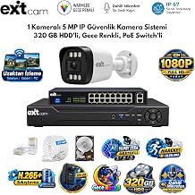 1 Kameral  5MP IP PoE G venlik Kamera Seti   10 Kanal NVR, 320GB HDD, Renkli Gece G r  ve Yapay Zeka