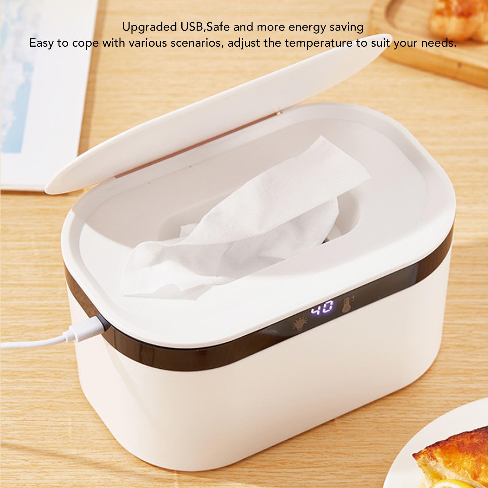 Calentador de Automóvil Toallitas Calentadoras para Bebés y Hogar 40°F a 140°F Luz Nocturna Ajustable Función Inteligente para Toallitas Húmedas y Secas