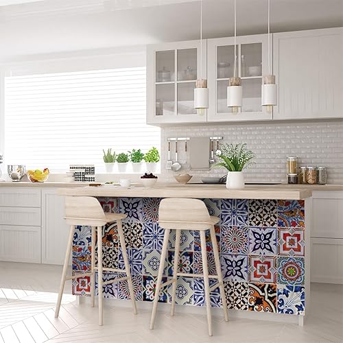 Miniatura 4 de Pegatinas decorativas para azulejos de 24 piezas, azulejos tradicionales auténticos de Talavera Stickersl para el baño y cocina, azulejos adhesivos