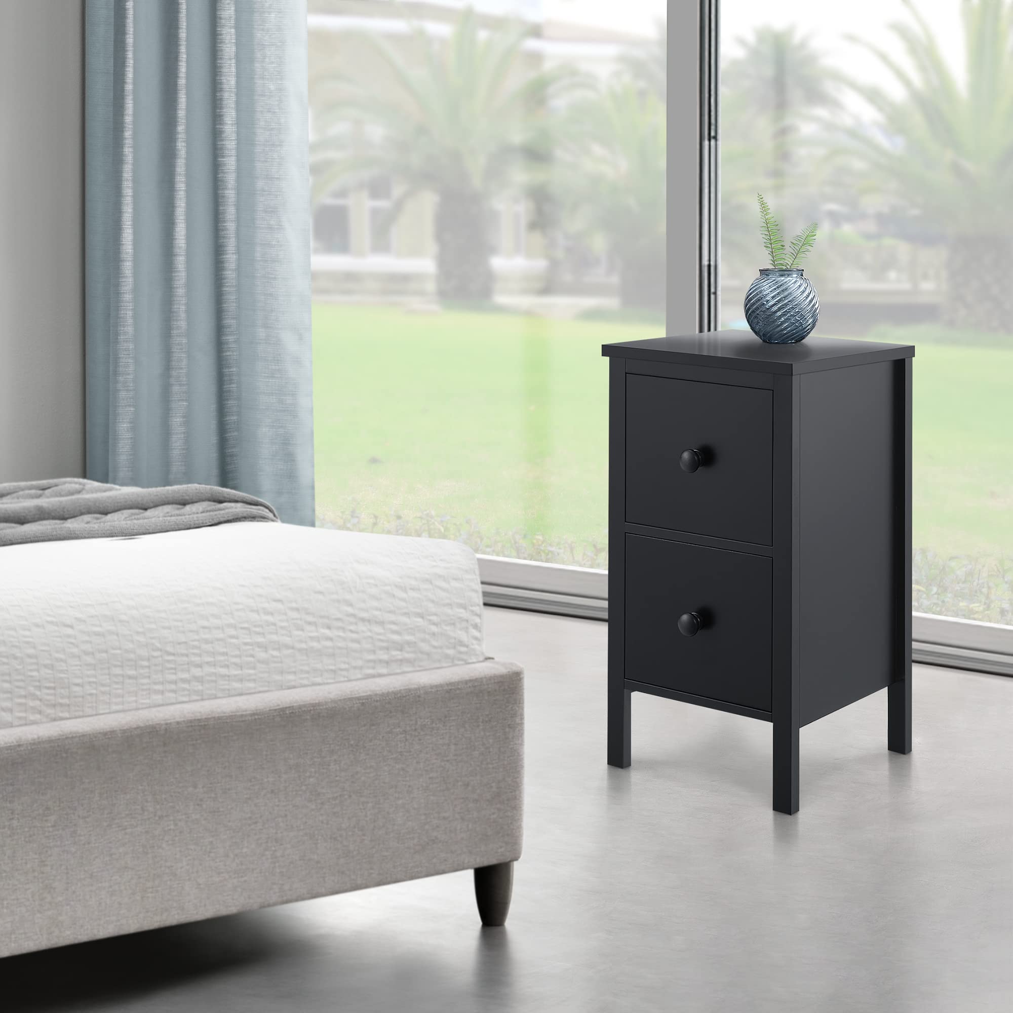 Set Di 2 Comodini Yaheetech In MDF Bianco – Con Cassetto, Ripiano Regolabile E Ante, 40x35x60 Cm, Per Camera E Soggiorno