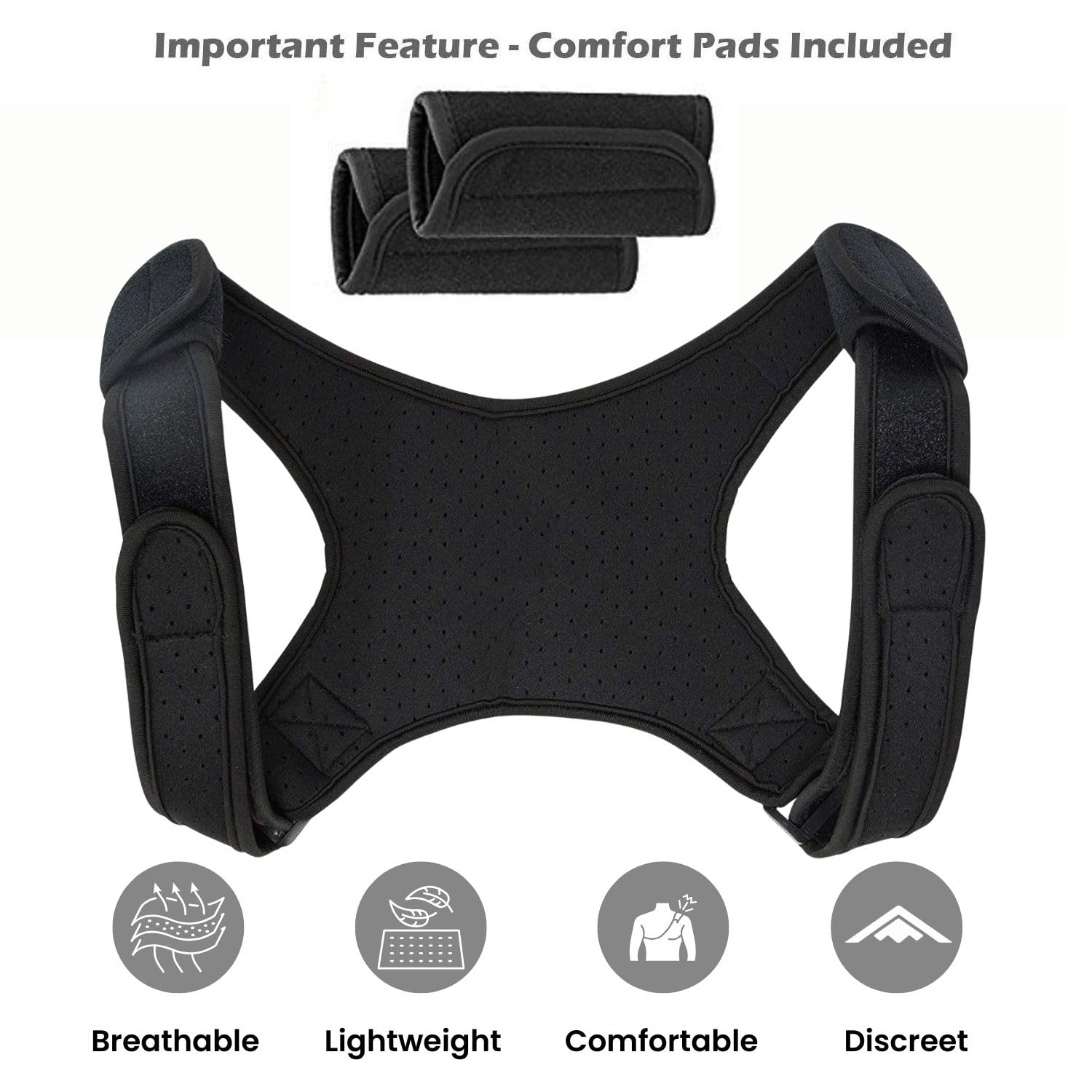 POAGL Adjustable Posture Corrector Brace for Men – Universal Fit Upper Back, Shoulder & Clavicle Support, Helps Improve Posture & Relieve Neck, Shoulder & Back Pain (Patented Design)