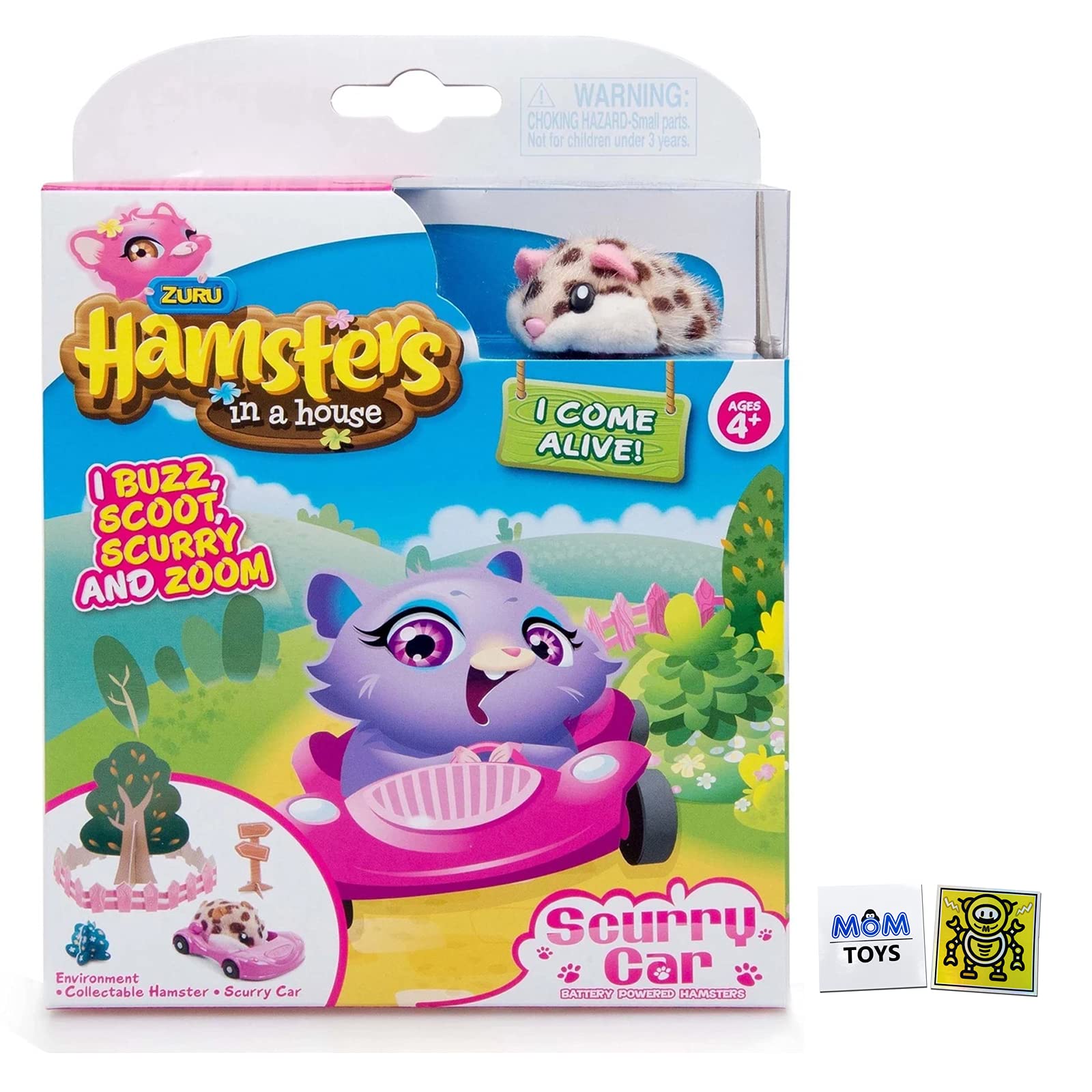 MOTIONRUSHHamsters in a House Hamster with Scurry Car Peanut Hamster Toy with 2 My Outlet Mall Stickers