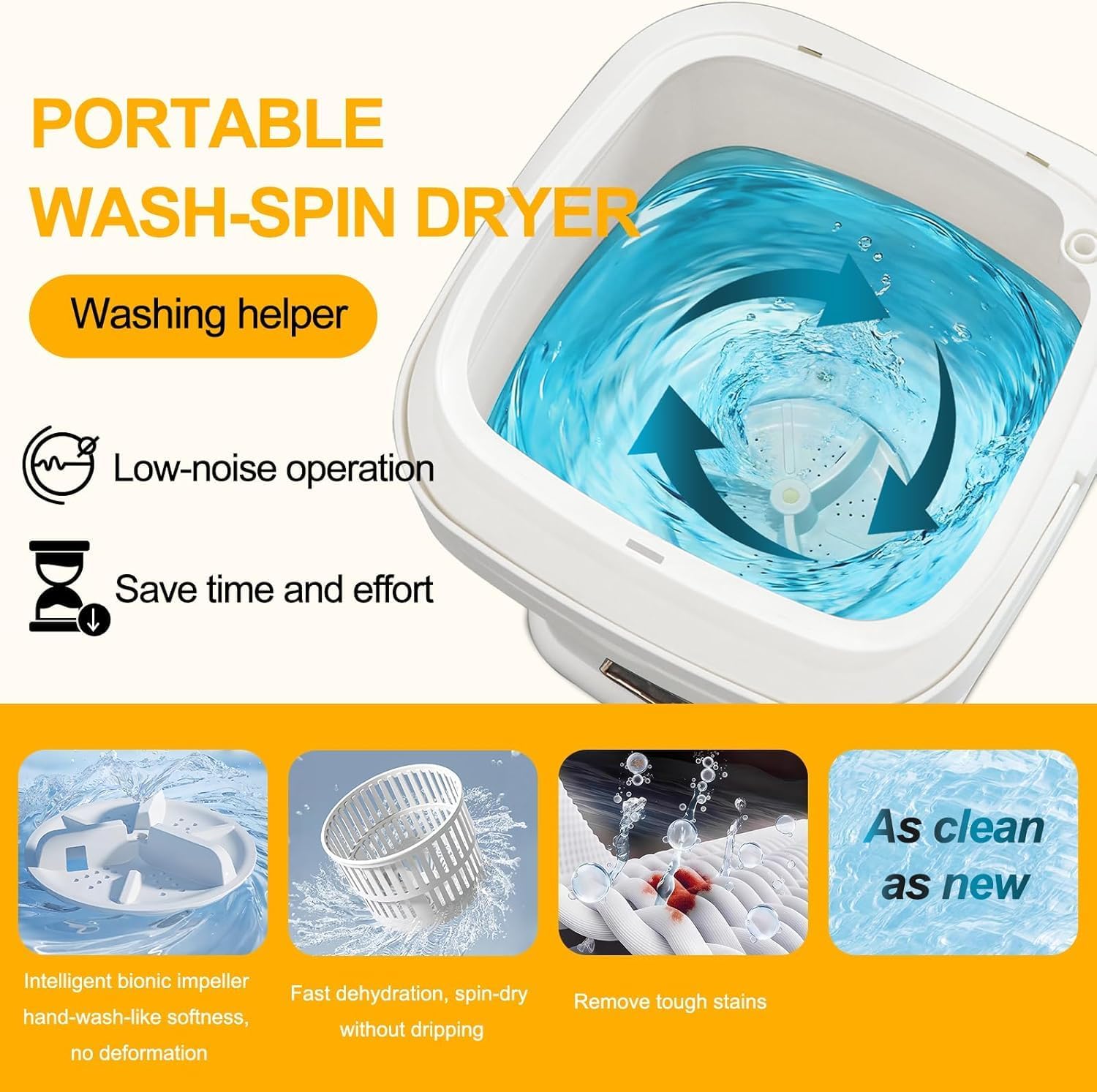 Mini Waschmaschine,13L Miniwaschmaschine Camping Waschmaschine Klein mit Abnehmbarer Trockenkorb 3 Modi Tiefenreinigung Portable Mini Washing Machine,Reisewaschmaschine für Unterwäsche, Babykleidung