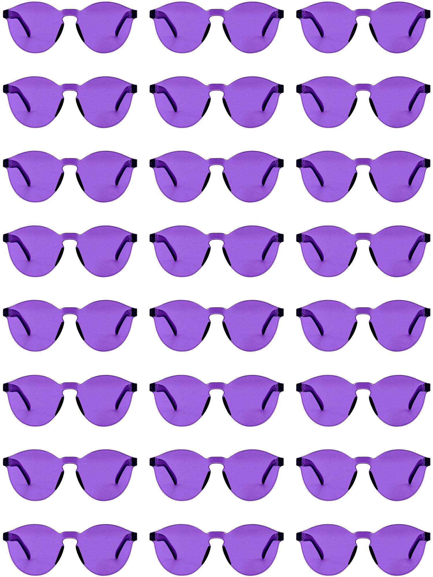 Hoteam 24 Pairs Rimless Round Sunglasses Bulk Tinted Party Sunglasses Transparent Candy Color Eyewear for Party
