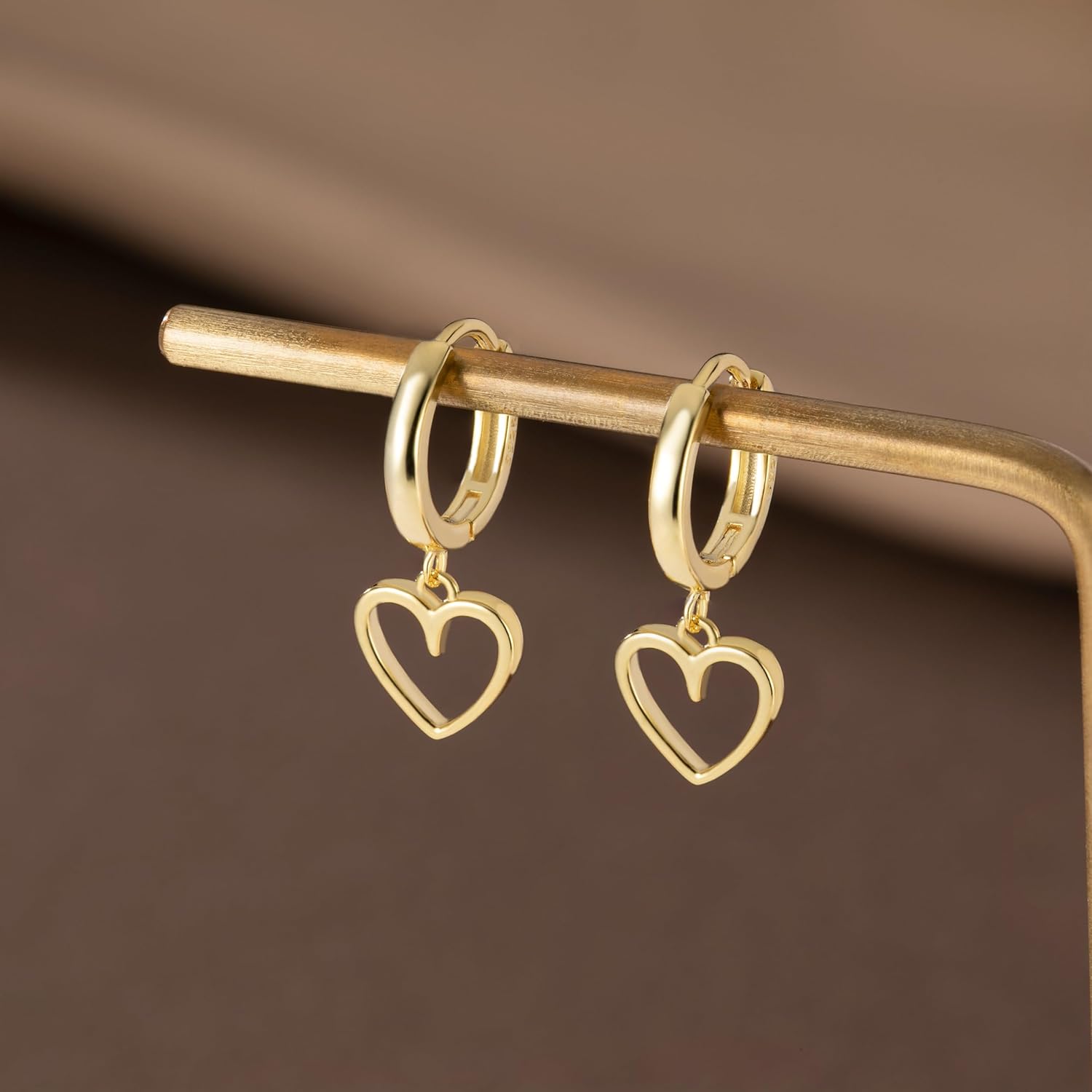 Reffeer Solid 925 Sterling Silver Heart Drop Earrings Hoop for Women Teens Heart Hoop Earrings Huggie Drop Earrings - Image 6