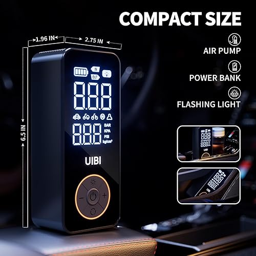 Miniatura 7 de UIBI Inflador de neumáticos inalámbrico, compresor de aire portátil, bomba de aire para neumáticos de automóvil de 150 PSI de doble potencia,