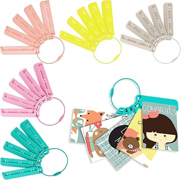 25 Pcs Reusable Card Holder Compatible with Yoto and 5 Pcs Rings, Portable Insert Style Card Sleeves with Stainless Steel Rings for Storage OrganizerMorandi