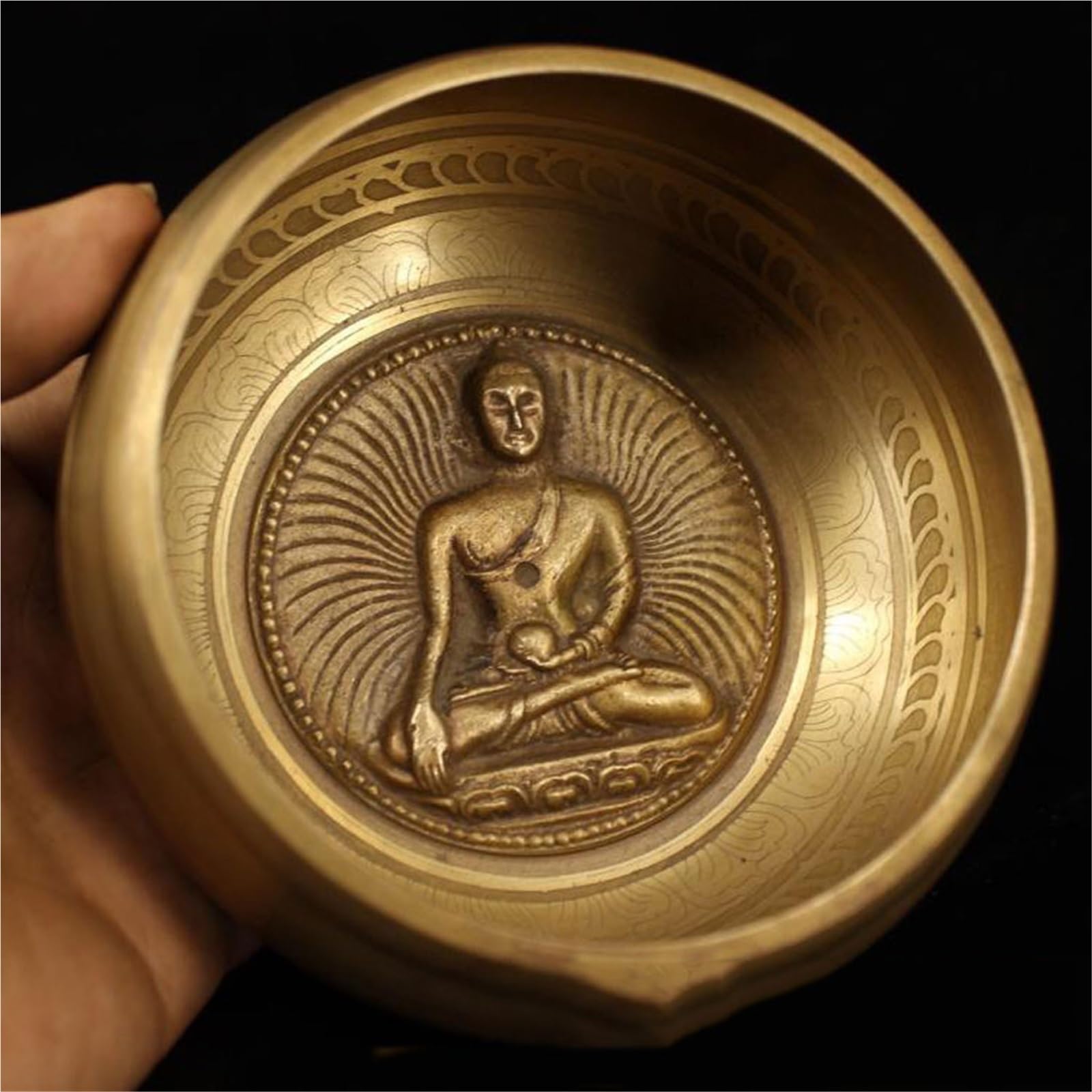 Tibetische Klangschale aus reinem Kupfer, handgefertigte Buddha-Klangschale for heilende Gebetsmeditation Klangschalen
