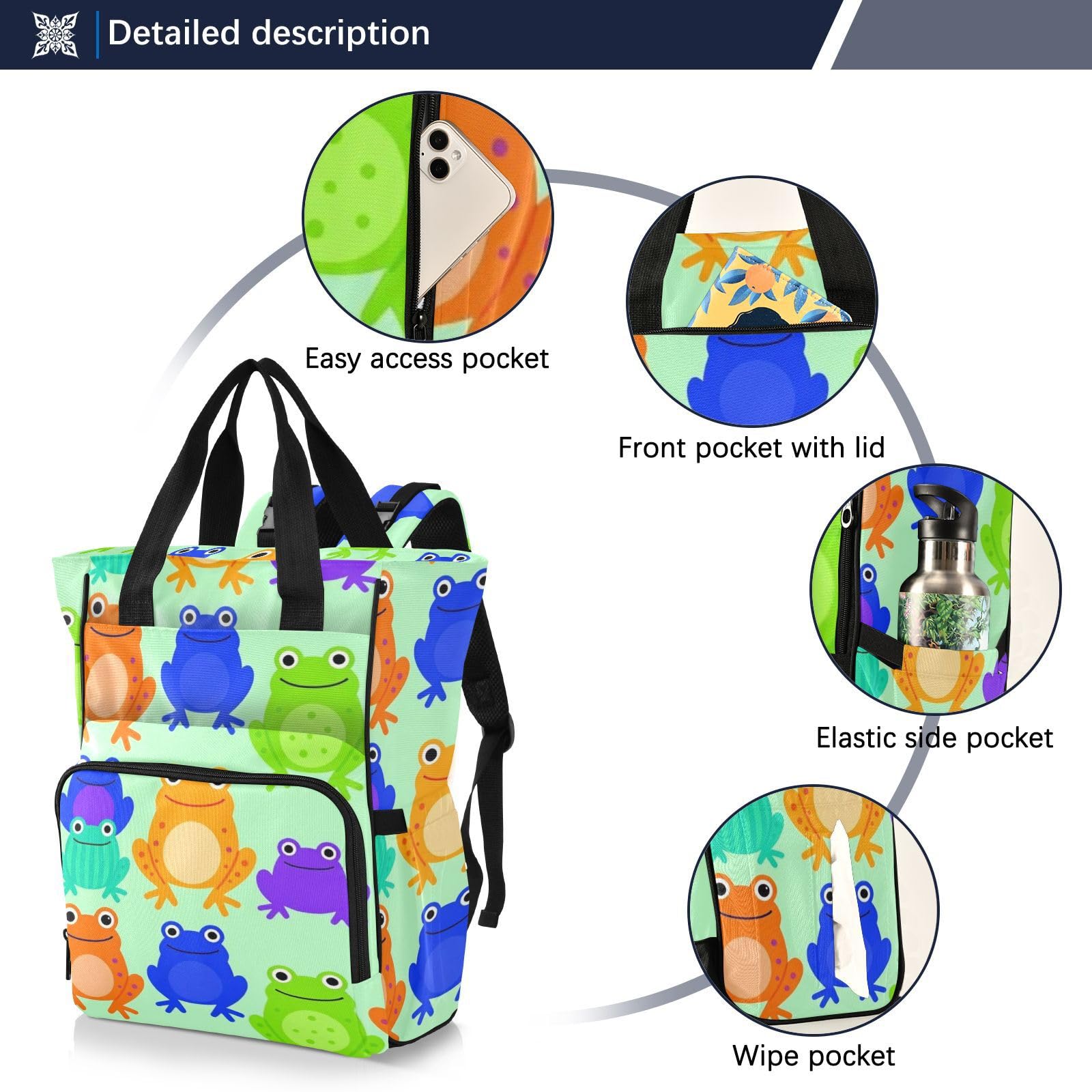 Bolsas de bebé para mamá, diseño de rana colorida