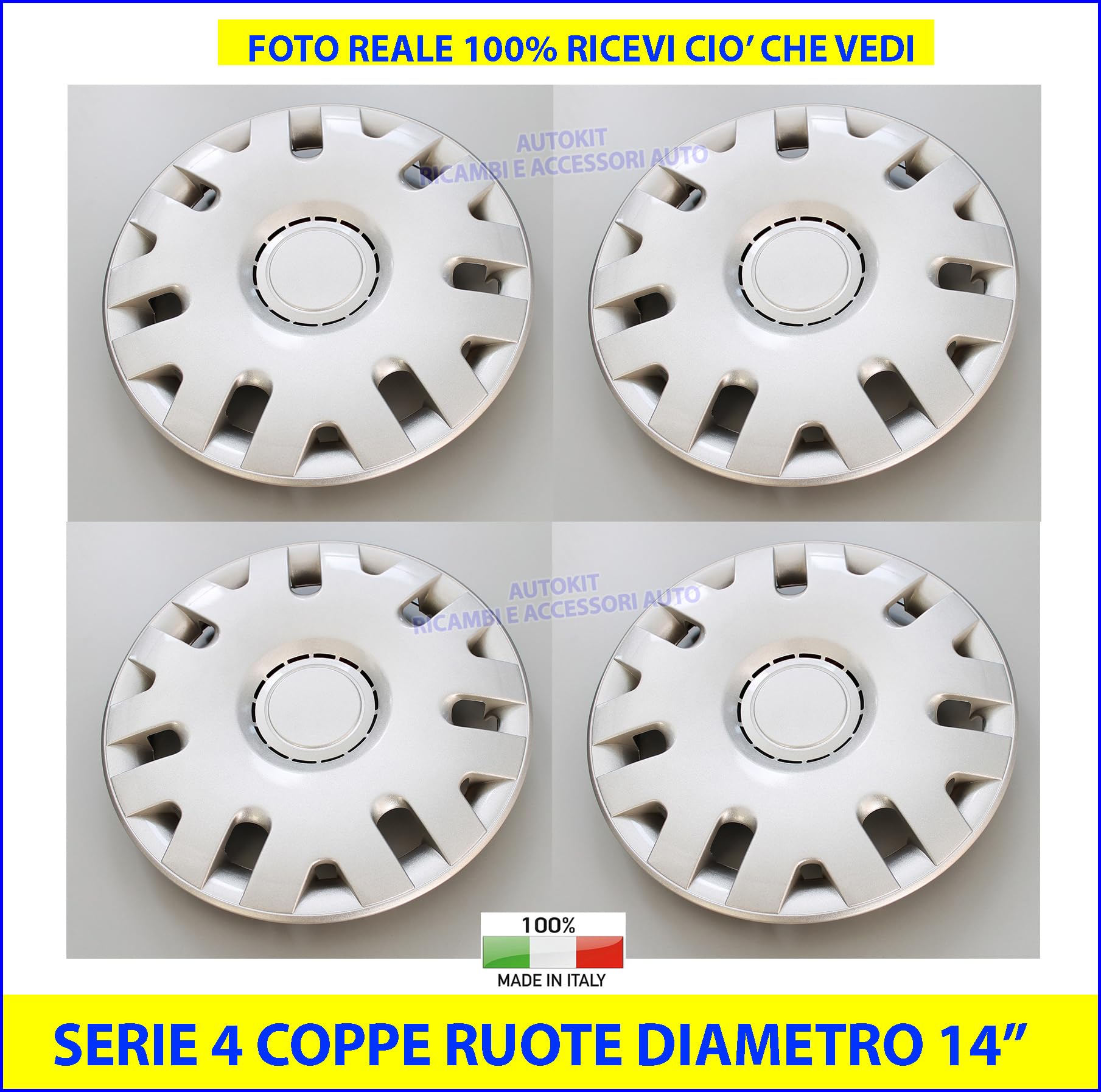 SET 4 COPRICERCHI COPPA RUOTA COPRIRUOTA BORCHIE CERCHIO Diametro 14" Specifiche per Polo prodotte dal 2003-427/14
