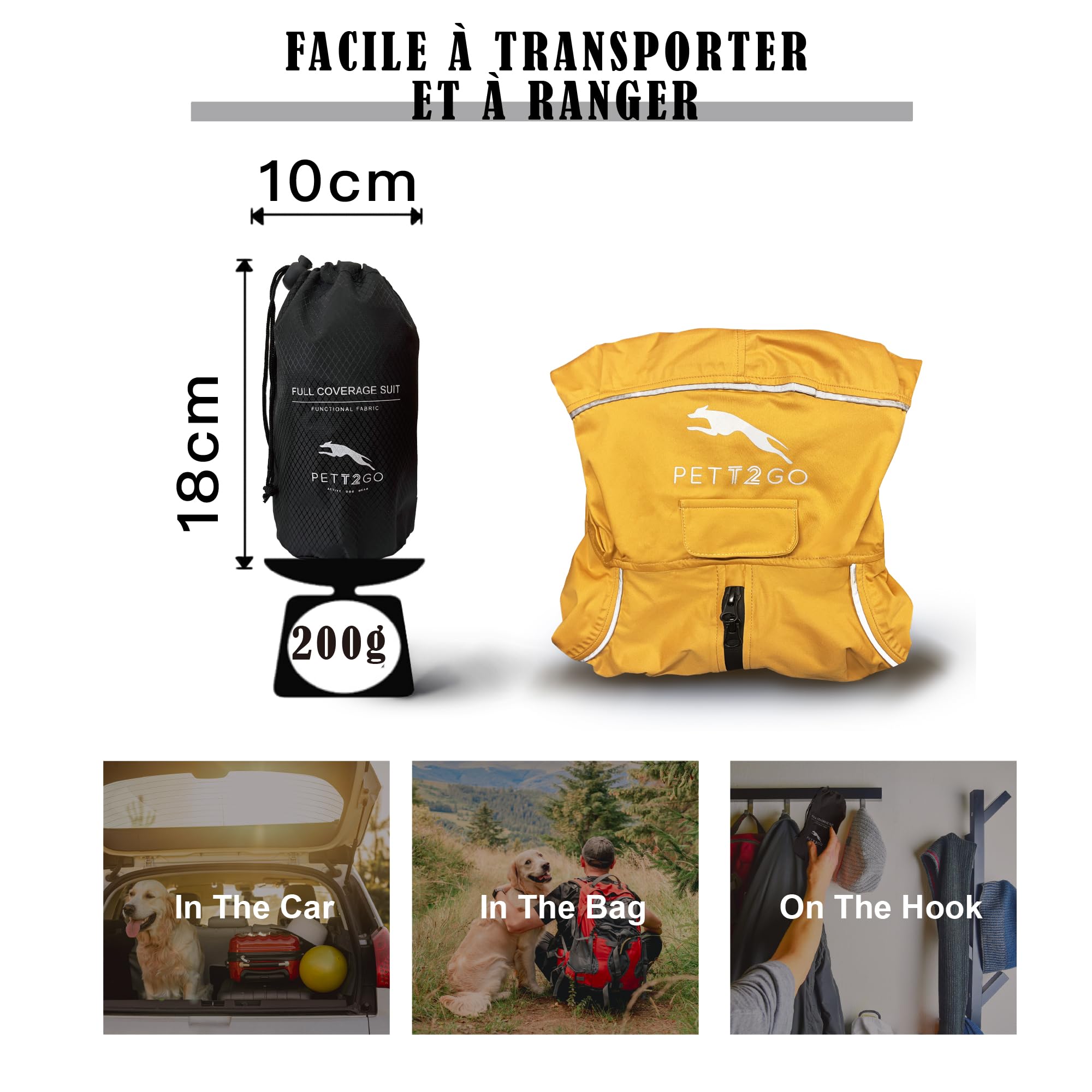 Manteau De Pluie Respirant pour Chien Corgi, Manteau avec Jambes, à Capuche, Passepoil Réfléchissant, Compactable - Aube dorée - S