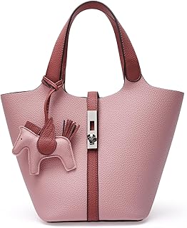 Tote Bag for Women Vegan Leather Bucket Purse for Women Top Handle Handbag Shoulder Bag with Detachable Small Purse