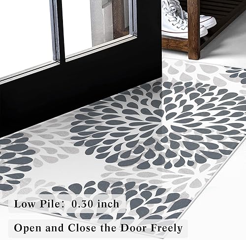 Miniatura 5 de Moderno diseño floral de círculos de fácil limpieza para sala de estar, dormitorio, oficina en casa, cocina, alfombra de área que no se desprende 3