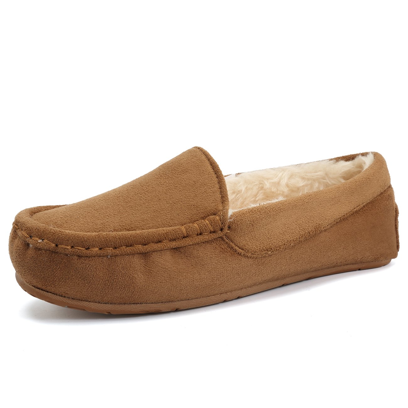 Womens Slipper Micro Suede Faux Fur Lined Indoor & Outdoor Moccasins Slip On