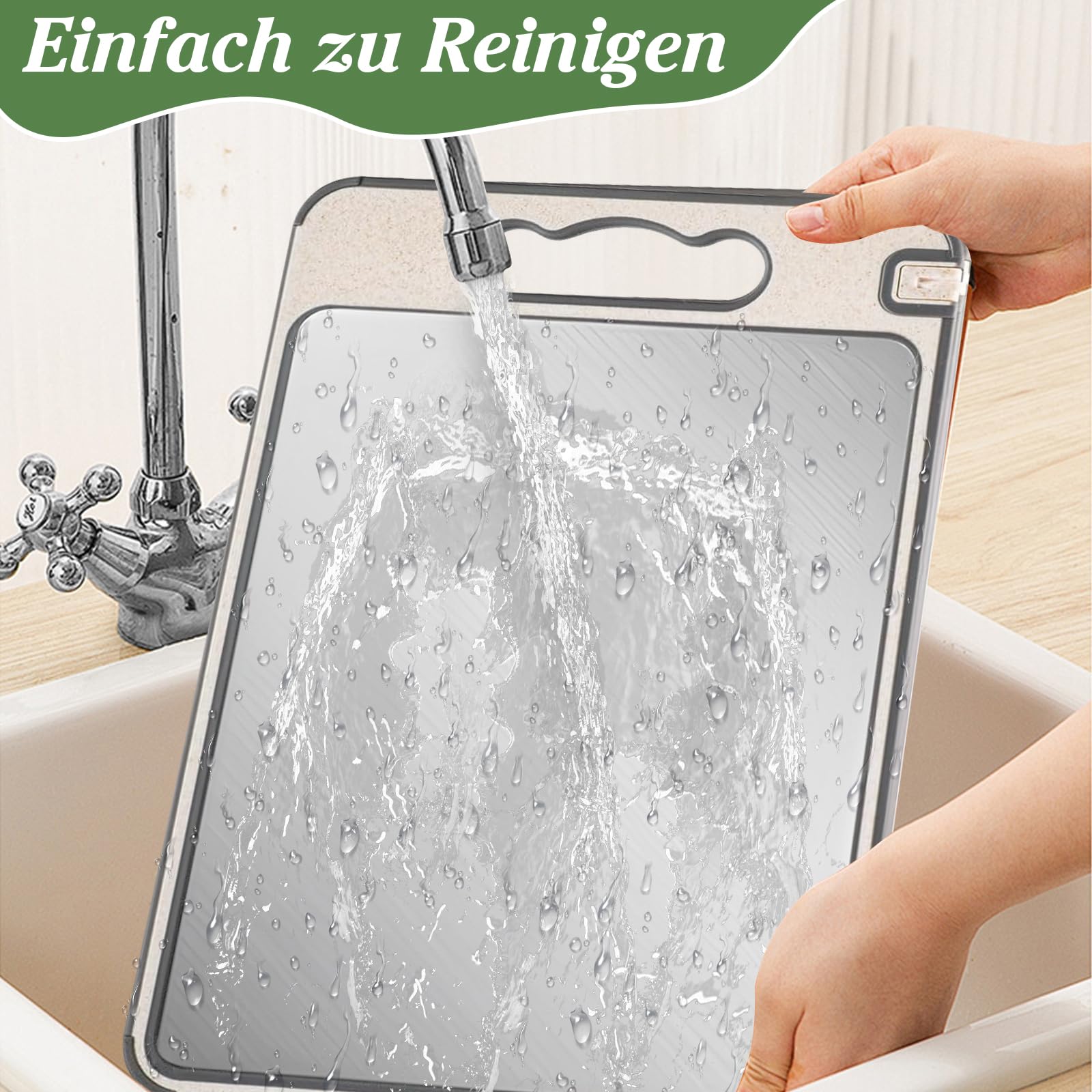 Planche à Découper Inox Double Face Silicone Antidérapante pour Cuisine Viande Poisson Fruits Légumes