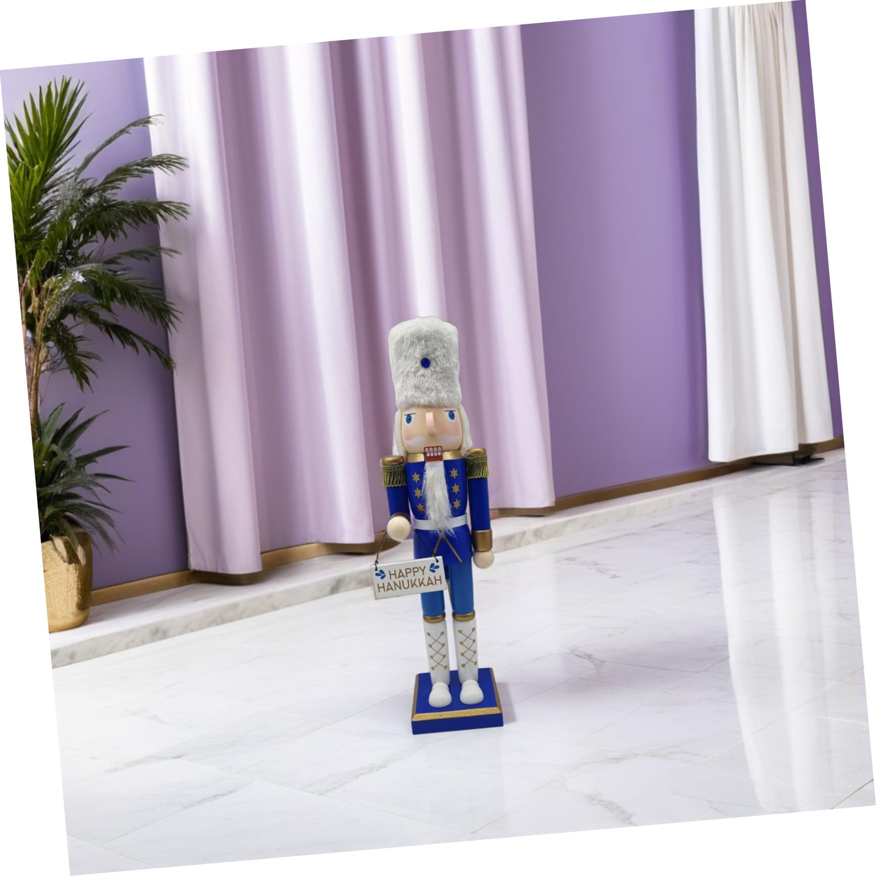 Toyvian Cascanueces de Hanukkah de Madera Soldado de Decoración Tradicional para Estanterías Navideñas Figura Coleccionable Judía Festiva