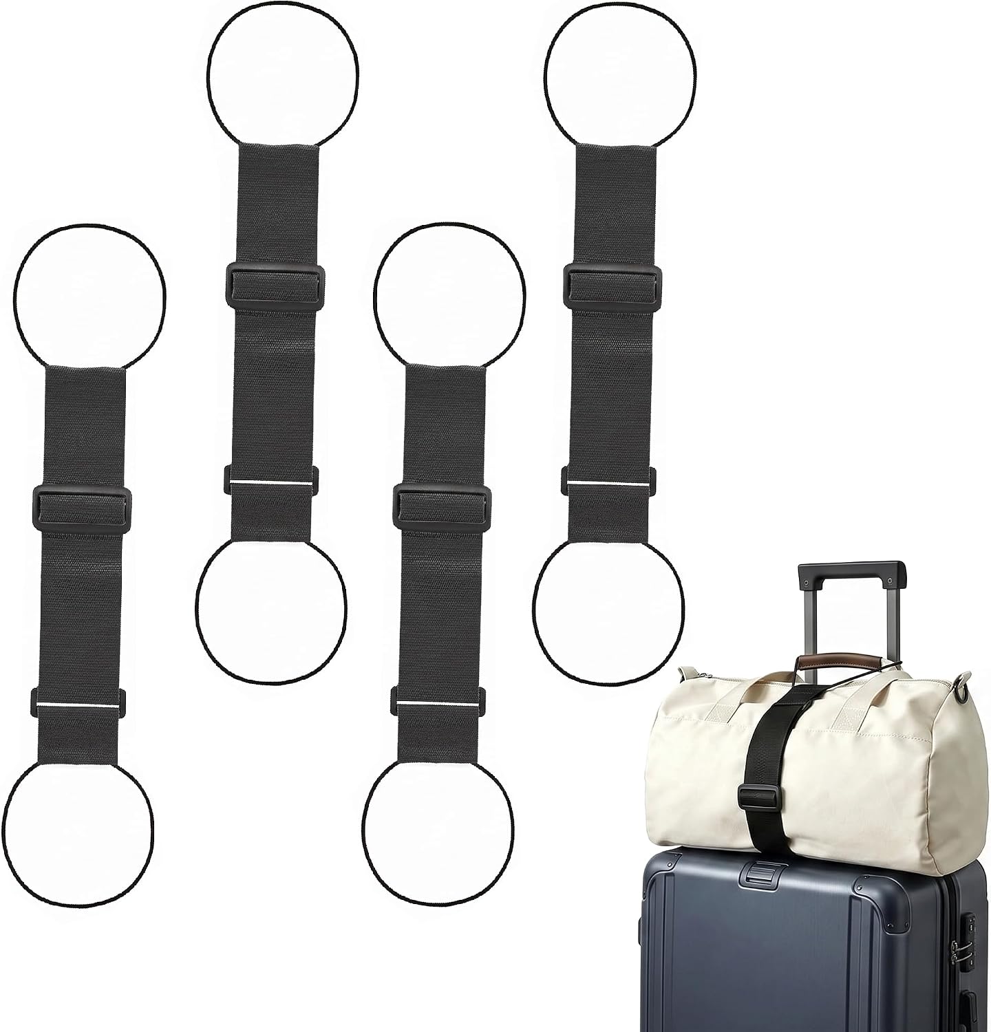 Luggage Straps for Suitcases, Pack of 4 Adjustable Elastic Connectors