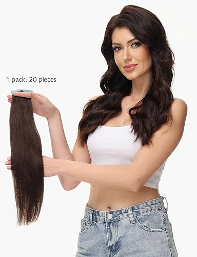 Miniatura 5 de Rosebud - Extensiones de cabello humano con cinta adhesiva REMY, extensiones de cabello de trama de piel seguras sin costuras, 1.41 ozpaquete, 20