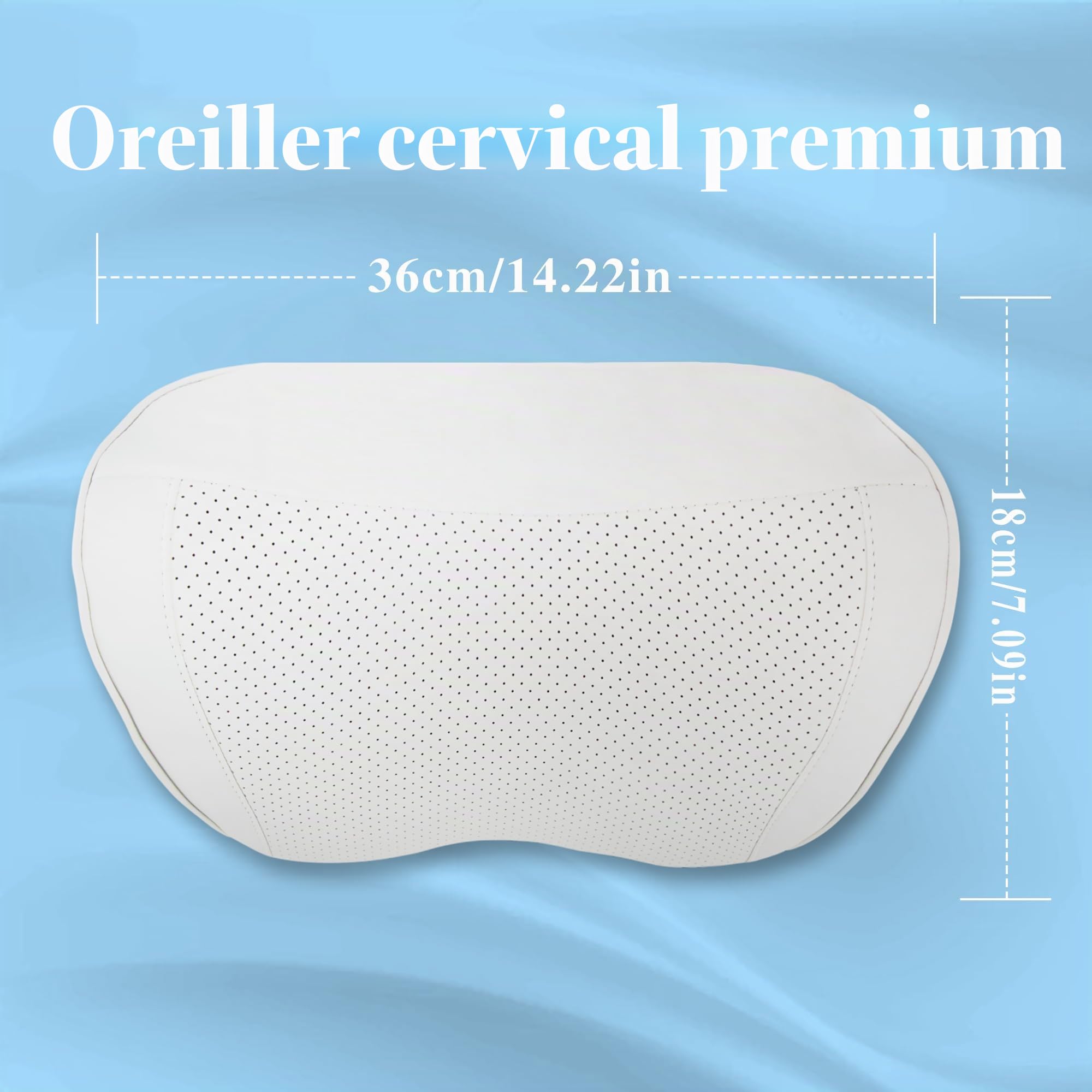 Oreiller Appui-Tête Voiture en Cuir 100% Mousse à Mémoire de Forme, Coussin de Nuque de Soutien de Siège Premium pour la Conduite, Les Voyages, la Maison, Le Bureau, Blanc, 1 Unités
