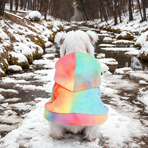 Miniatura 5 de Rbenxia Sudadera con capucha para perros con teñido anudado, sudadera de forro polar suave para cachorros y gatos pequeños (multicolor, L)