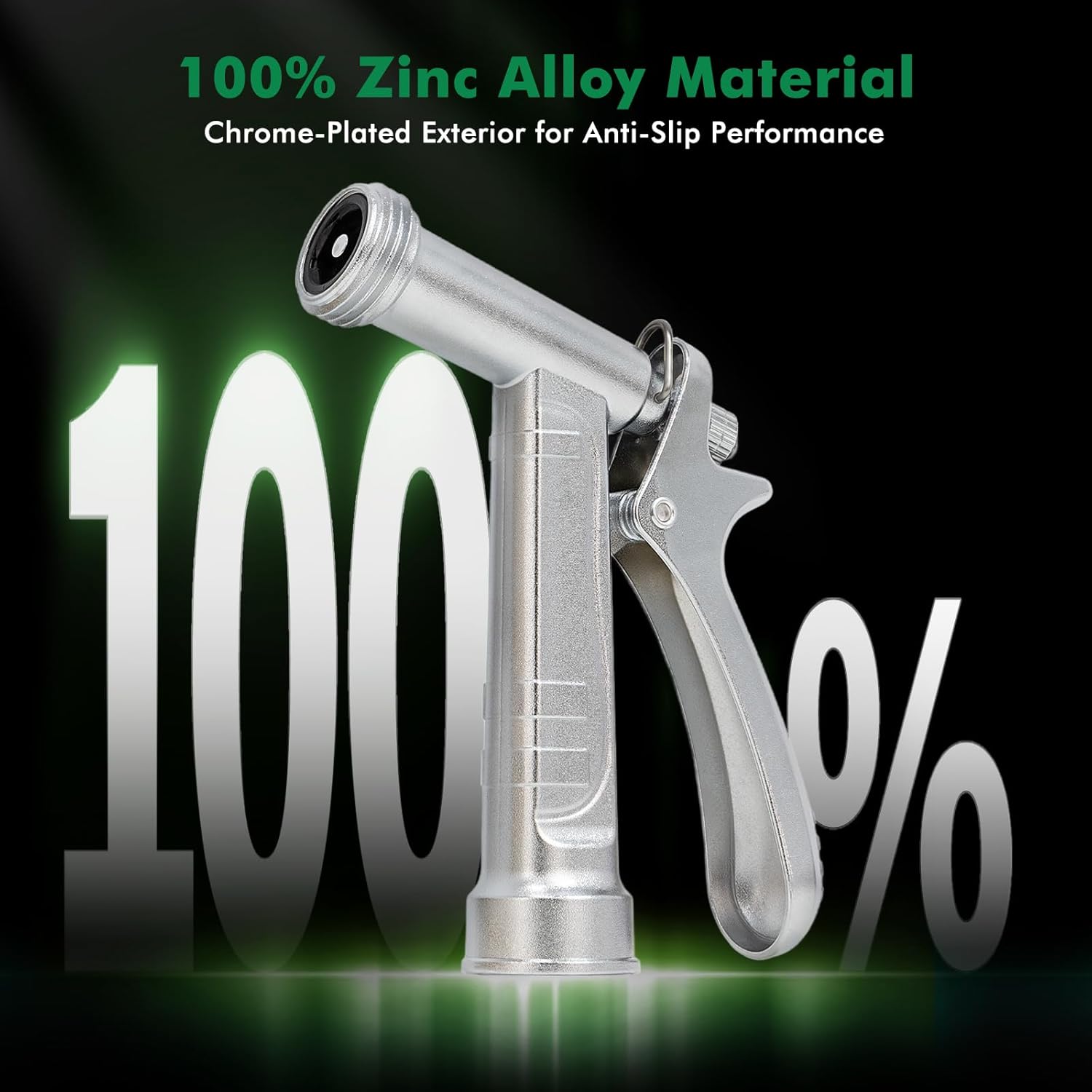 RESTMO 100% Metal Garden Hose Nozzle 2 Pack, 5X Lifespan Rust-Proof Chrome Plated, Heavy Duty Zinc Alloy Pistol Grip with Threaded Front, High Pressure Hose Sprayer for Car Washing, Plant Watering