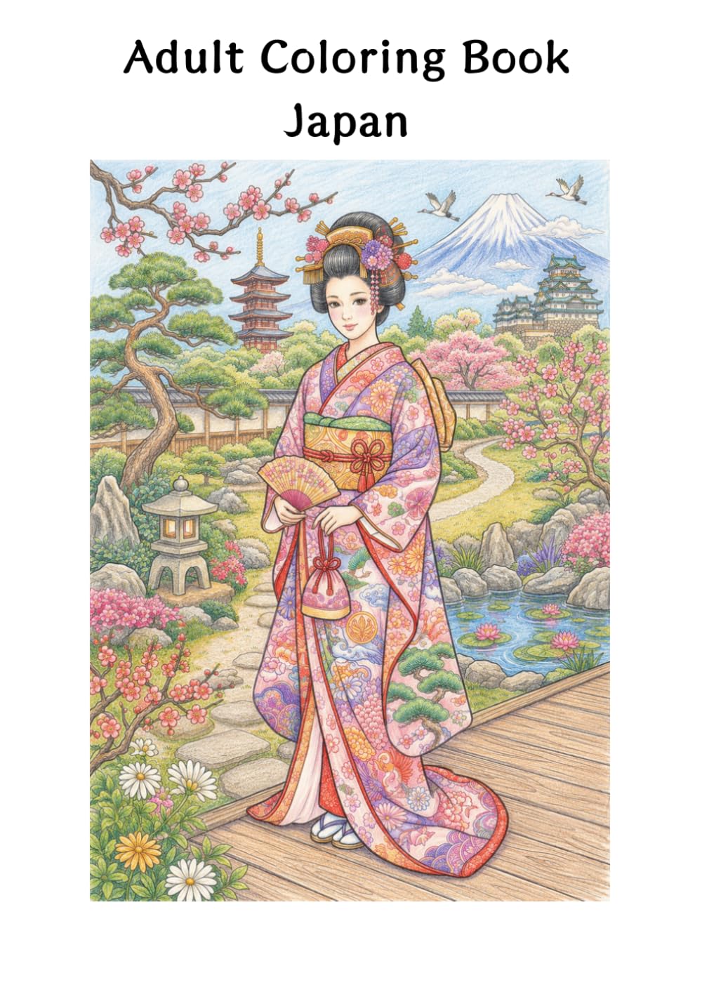 Adult Coloring Book: Japan