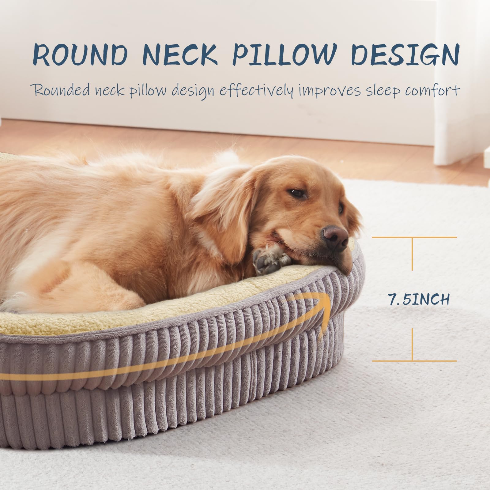 Cama ortopédica para Perros de Razas extragrandes, sofá Cama de Espuma de Alta Densidad con Forma de Caja de Huevos, Cama Ovalada, sofá Cama para Mascotas con Funda extraíble Lavable y Parte Inferior