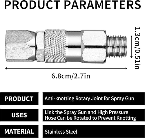 Miniatura 2 de Junta giratoria sin aire de acero inoxidable de 14 de pulgada y 360 grados de rotación de alta presión, accesorios para manguera de pulverización de