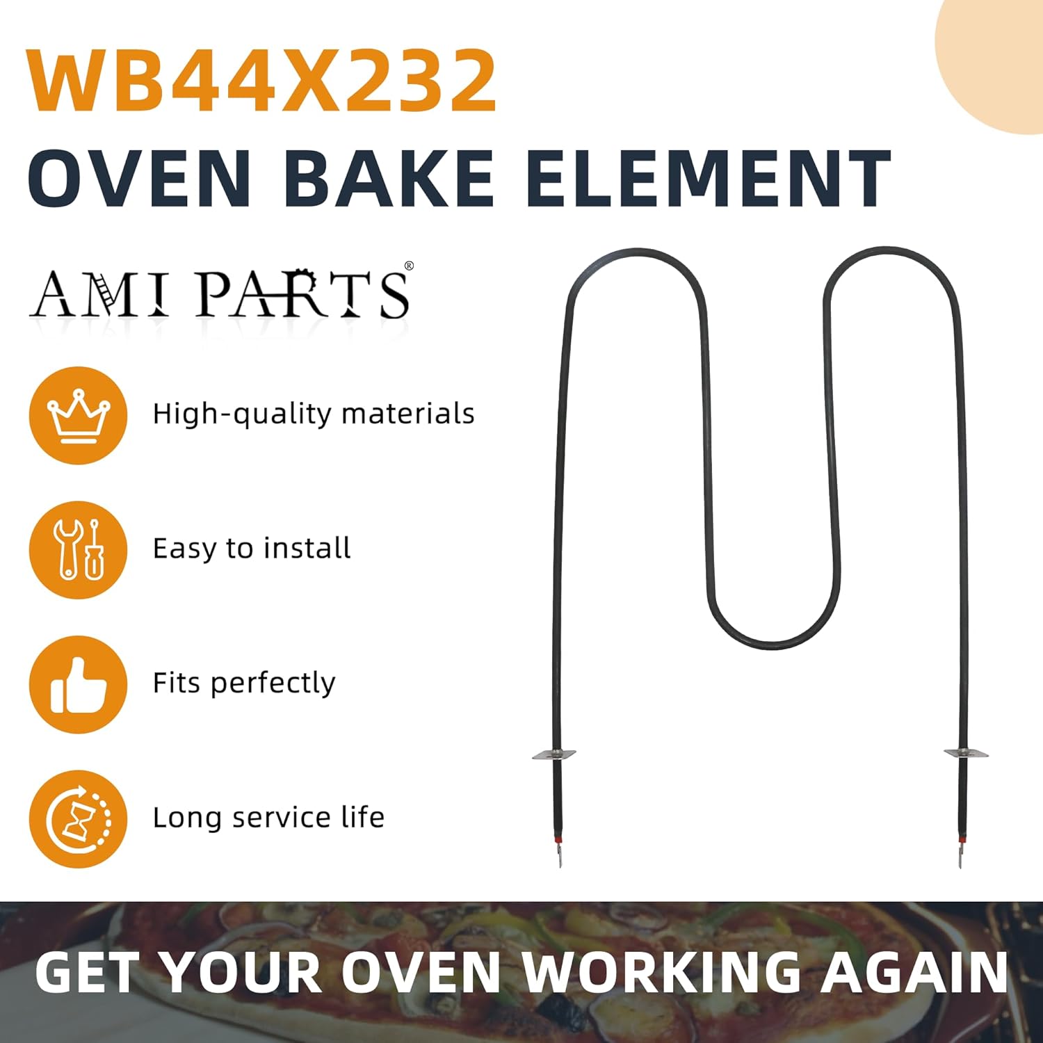 wb44x232 oven bake element by ami parts fit for g.e hotpoint ken.more oven heating element ap2031049, ps249432, 260955 (3400w 240v)