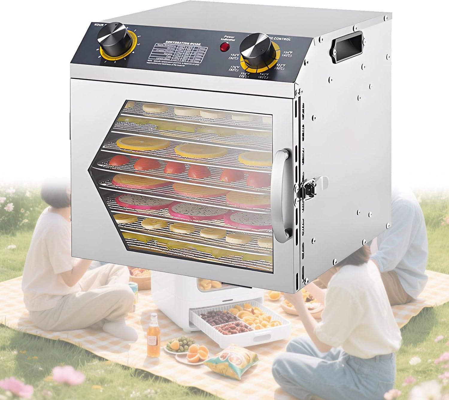 18 Layers Commercial Drying Fruits Machine Dehydrators Food Dryer Temperature Adjustable Stainless Steel Food Dehydrator Dehydrated Dryer with Temperature Control,8thfloor