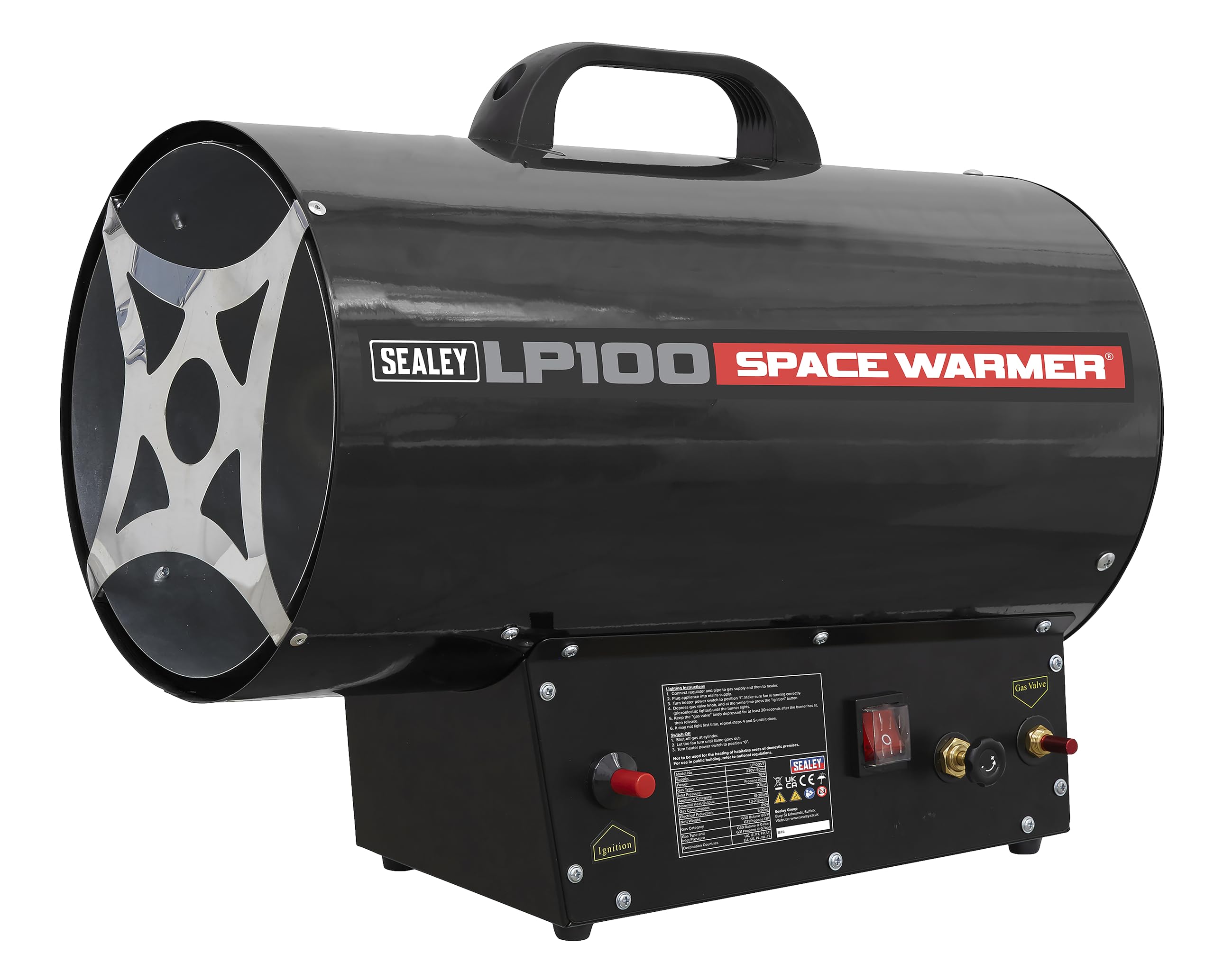 Sealey LP100 Space Warmer Propane Heater 61,000-102,000Btu/hr (18-30 kW)