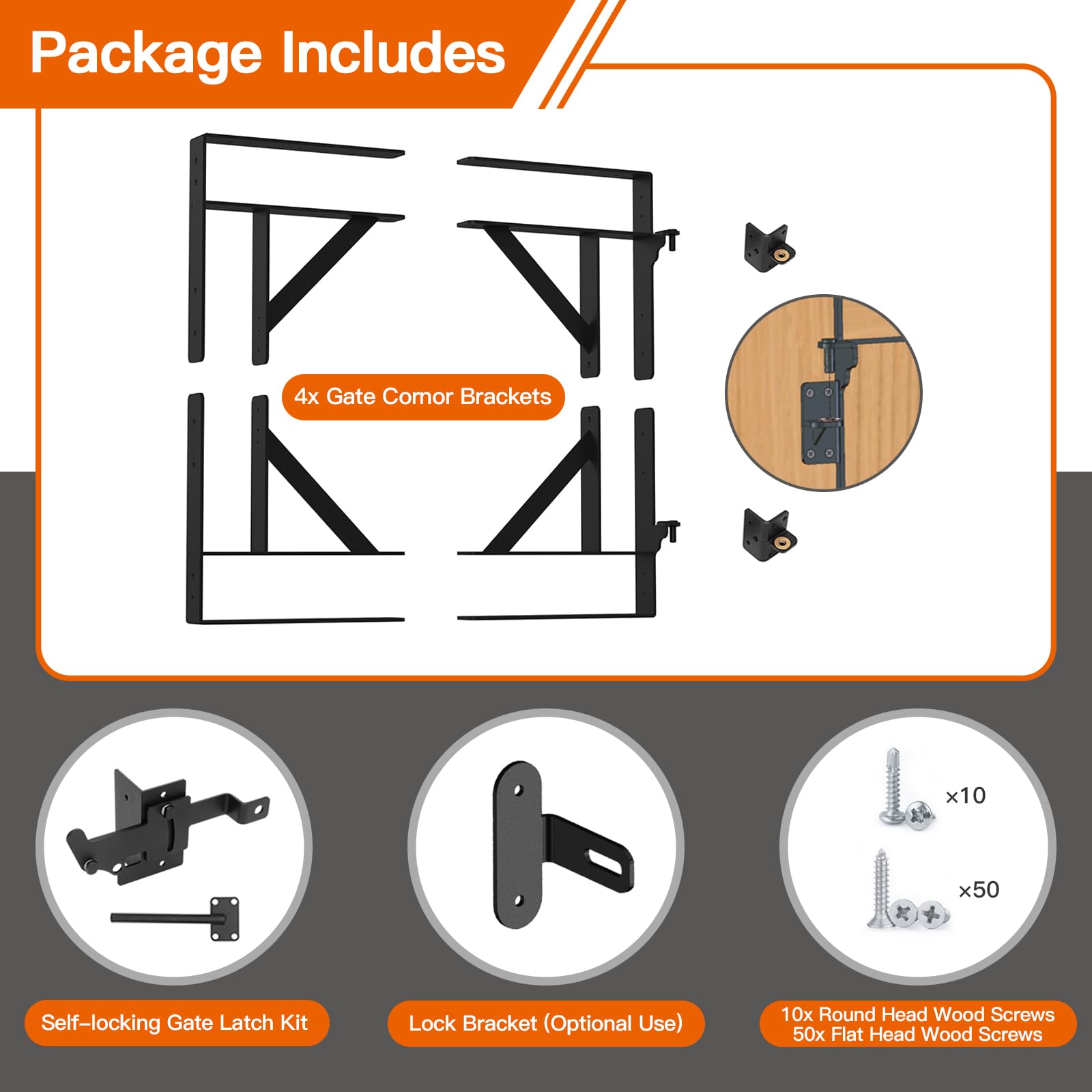 Snapklik.com : Anti-Sag Gate Kit, Heavy Duty Gate Corner Brace Bracket