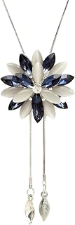 Shining Diva Fashion Stylish Crystal Flower Silver Plated Long Chain Pendant Necklace for Women Price In India