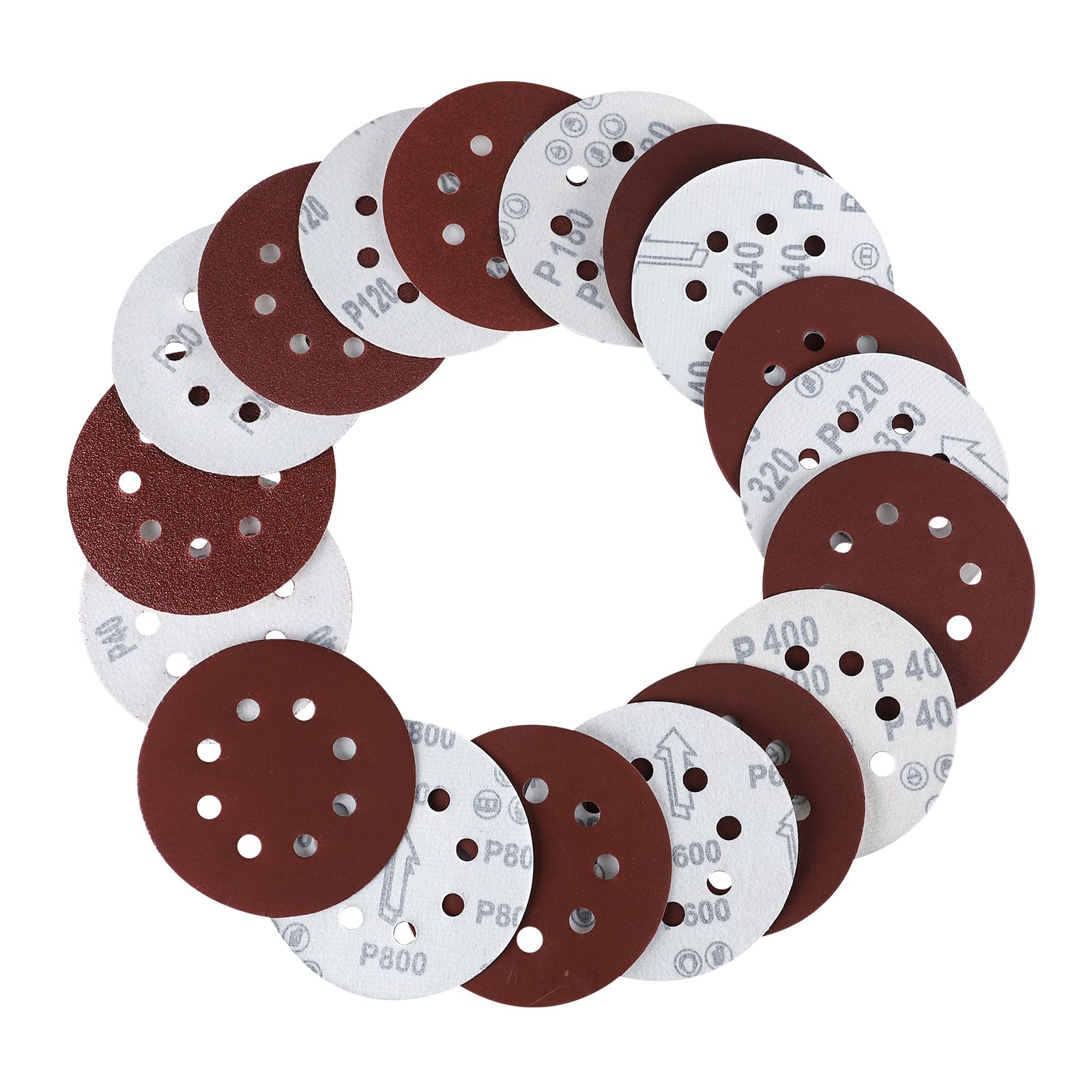 90 Pcs Sanding Discs for Orbital Sander, 5 Inch 8 Hole Hook and Loop Sander Pads, 40/60/80/120/180/240/320/400/600 Grit Mixed Assorted Sandpaper Discs for Wood DIY Polishing