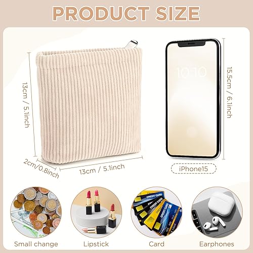 Miniatura 2 de RUMIA Mini bolsa de maquillaje para mujer, Bolsa de maquillaje beige, Mini bolsa de almacenamiento