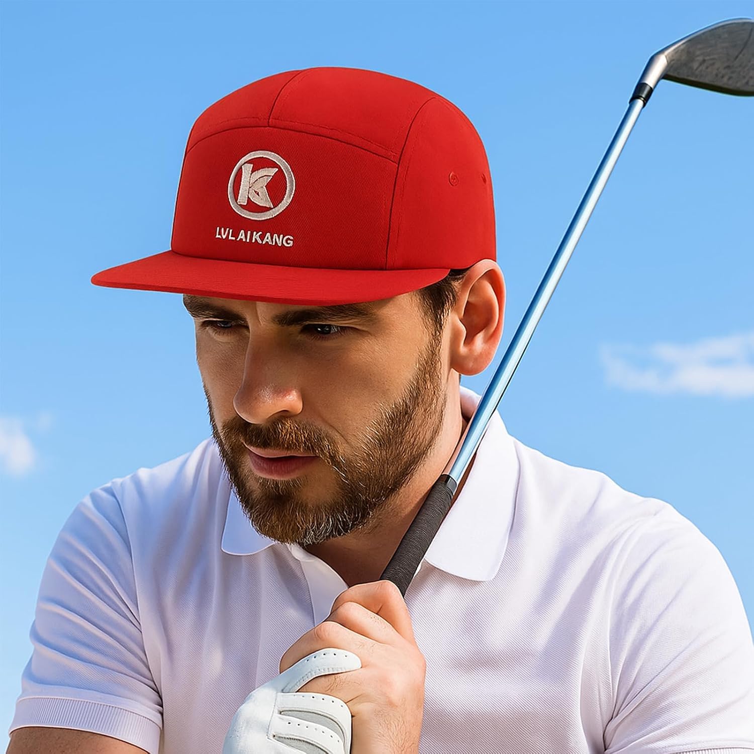 MagVIVACE Magnetic Golf Hats for Men, 8 Super Strong Magnetic Mens Baseball Cap, Unisex Adjustable Hat (US, Alpha, One Size, Red-1)